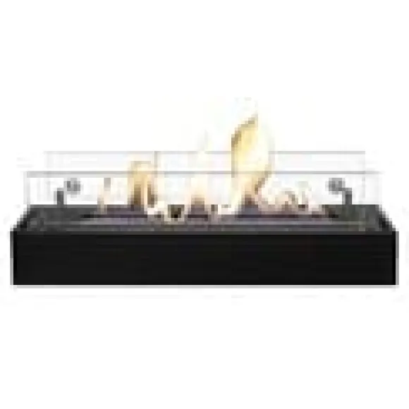 Bio-ethanol brænder L (5820B) - Sort - Bio-ethanol indbygningsovn med patenteret keramisk sten - 3 KW varme