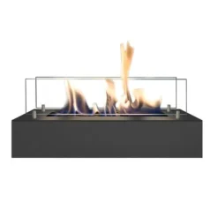 Bio-ethanol brænder S (4114B) - Sort - Bio-ethanol indbygningsovn med patenteret keramisk sten - 2 KW varme