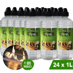 Bioethanol CL100 (24X 1 liter) - 100 % ren bioethanol - Lugtfri - Hollandsk oprindelse - Miljøvenligt brændstof