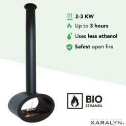 Bio-ethanolpejs – loftpejs Floh – 2 kW opvarmning – hængende pejs – inklusive bio-ethanolbrænder – ægte flammer – stemningspejs.