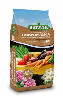 Biovita Universal TØRVEFRIT Jord til Grøntsager og Blomster med Kompost 40l