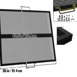 Bål Grill Rist, Foldbart Design, Bærbar Håndtag, 36 x 36 tommer