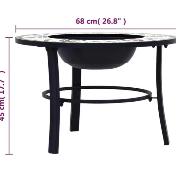 Bålfad i keramik med mosaik - Dekorativt bålsted | Størrelse: 68 cm | Farve: Grøn