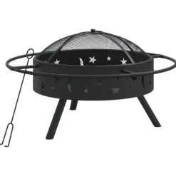Bålfad i stål med ildrager - 70 cm XXL | Farve: Stål
