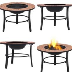 Bålfad mosaik 68 cm keramik terracottafarvet - Ildsted - Ildsteder - Home & Living
