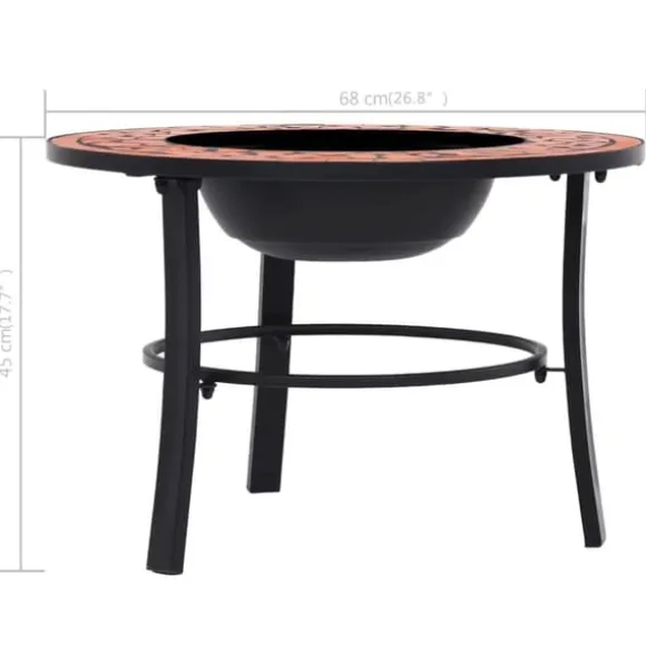 Bålfad mosaik 68 cm keramik terracottafarvet - Ildsted - Ildsteder - Home & Living