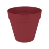 Blomkruka - Elho - Loft Urban Round - Hjul 50 - Röd - L 49 x B 48,5 x H 45 cm - Utomhus - 100% återvunnen