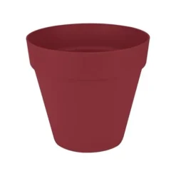 Blomkruka - Elho - Loft Urban Round - Hjul 50 - Röd - L 49 x B 48,5 x H 45 cm - Utomhus - 100% återvunnen