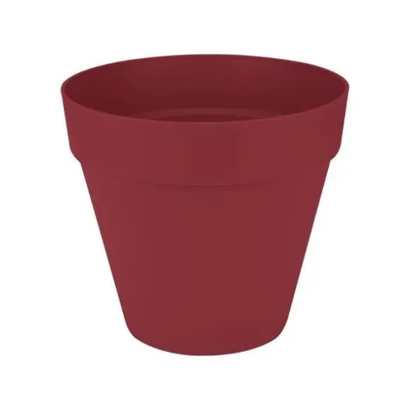 Blomkruka - Elho - Loft Urban Round - Hjul 50 - Röd - L 49 x B 48,5 x H 45 cm - Utomhus - 100% återvunnen