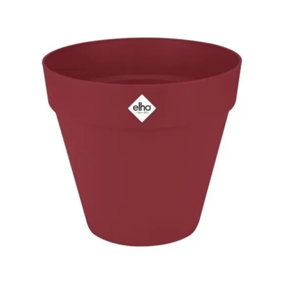 Blomkruka - Elho - Loft Urban Round - Hjul 50 - Röd - L 49 x B 48,5 x H 45 cm - Utomhus - 100% återvunnen