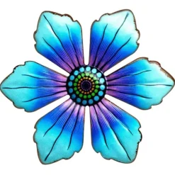 Blomster Metal Vægdekor Have Ornament 15x15x0,8cm - Blå