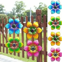 Blomster Metal Vægdekor Have Ornament 15x15x0,8cm - Blå