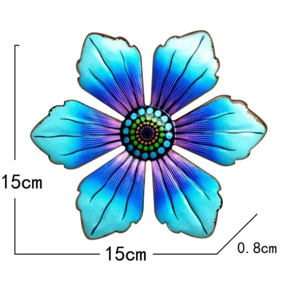 Blomster Metal Vægdekor Have Ornament 15x15x0,8cm - Blå