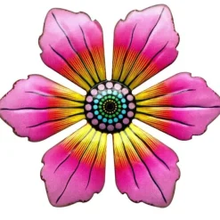 Blomster Metal Vægdekor Have Ornament 15x15x0,8cm - RØD