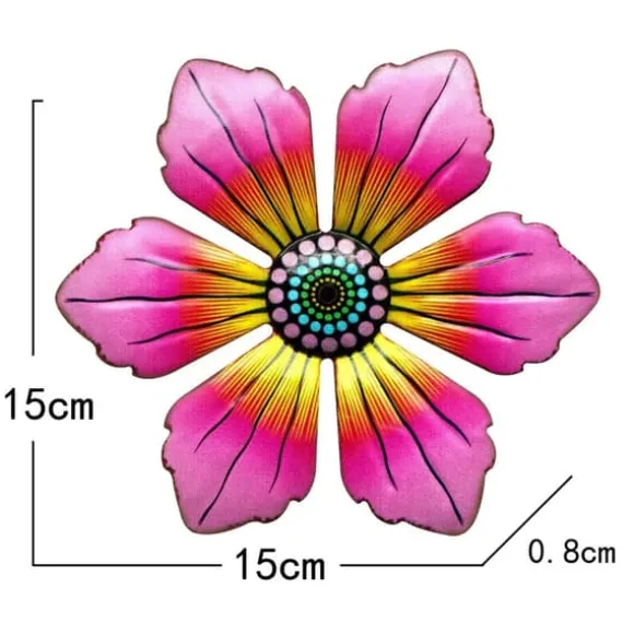Blomster Metal Vægdekor Have Ornament 15x15x0,8cm - RØD