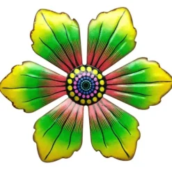 Blomster Metal Vægdekor Have Ornament 15x15x0,8cm - Grøn