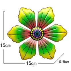 Blomster Metal Vægdekor Have Ornament 15x15x0,8cm - Grøn