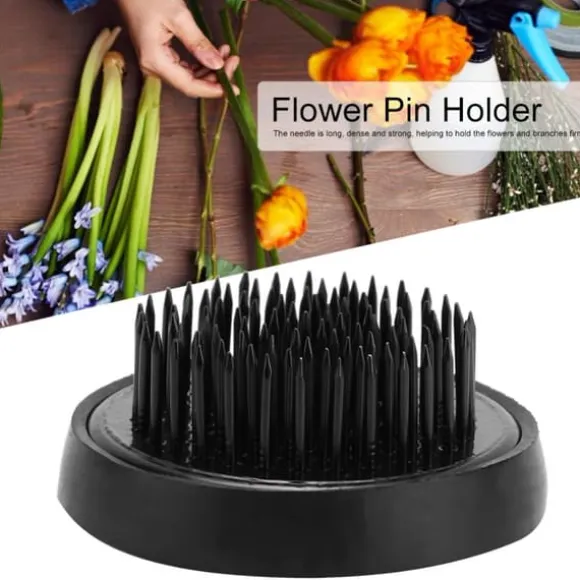 Blomsterarrangeringsværktøj Sort Rund Ikebana Kenzan Plumbum Nåle Blomsternålholder (46 mm)