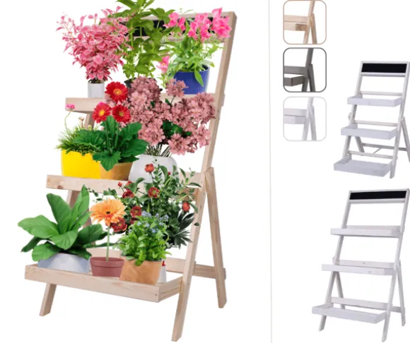Blomsteretage /100x52x52 cm/ Naturligt træ