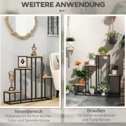 Blomsterhylde 4 niveauer, plantestativ til altan/have, træ lys brun, 80×20×74 cm
