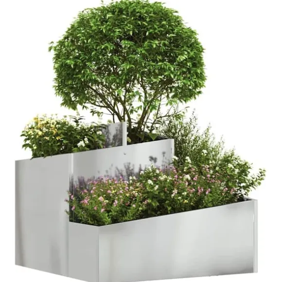 Blomsterkrukke i sølv galvaniseret stål - Moderne design | Størrelse: 60x60x50 cm