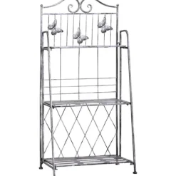 Blomsterstand i metal, 3 niveauer blomsterhylde, 44×25×96 cm, dekorativ & pladsbesparende, sølvgrå