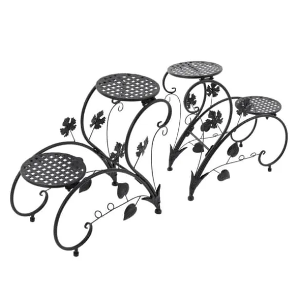 Blomsterstander - Plantehylde - Metal - 2 stk - Vintage Stil - Til Altan, Have & Stue - Sort