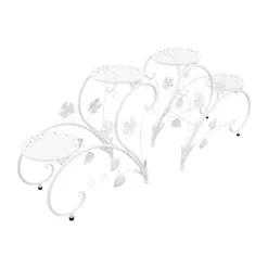 Blomsterstander - Planteopsats 2-pak - Metal - Til Inde/Ude - Altan, Have, Stue - Hvid