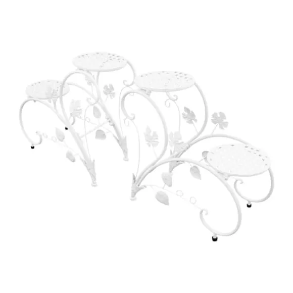 Blomsterstander - Planteopsats 2-pak - Metal - Til Inde/Ude - Altan, Have, Stue - Hvid