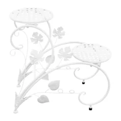Blomsterstander - Planteopsats 2-pak - Metal - Til Inde/Ude - Altan, Have, Stue - Hvid