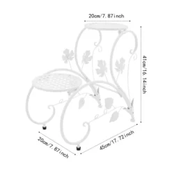 Blomsterstander - Planteopsats 2-pak - Metal - Til Inde/Ude - Altan, Have, Stue - Hvid