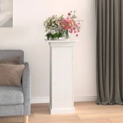 Blomsterstander i massivt fyrretræ - Trendy blomsterstativer | Størrelse: 40x40x90 cm | Farve: Hvid