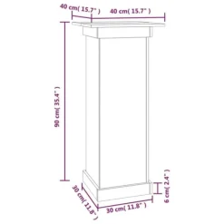 Blomsterstander i massivt fyrretræ - Trendy blomsterstativer | Størrelse: 40x40x90 cm | Farve: Hvid