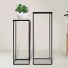 Blomsterstander 2-pak - Firkantet krukkestativ/display - Metal - Inde/ude - Fritstående - Til stue, terrasse, have, bryllup - Sort