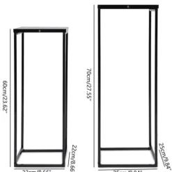 Blomsterstander 2-pak - Firkantet krukkestativ/display - Metal - Inde/ude - Fritstående - Til stue, terrasse, have, bryllup - Sort