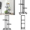 Blomsterstativ 4 niveauer med hjul 44x23x80 cm jern sort - Blomsterstativ - Blomsterstativer - Home & Living