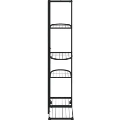 Blomsterstativ 5 niveauer med hjul - Plantehylde i jern | Farve: Sort | Størrelse: 44x23x100 cm