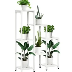 Blomsterstativ 7 niveauer stål hvid 65 x 23 x 94,5 cm inde/ude