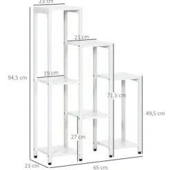 Blomsterstativ 7 niveauer stål hvid 65 x 23 x 94,5 cm inde/ude