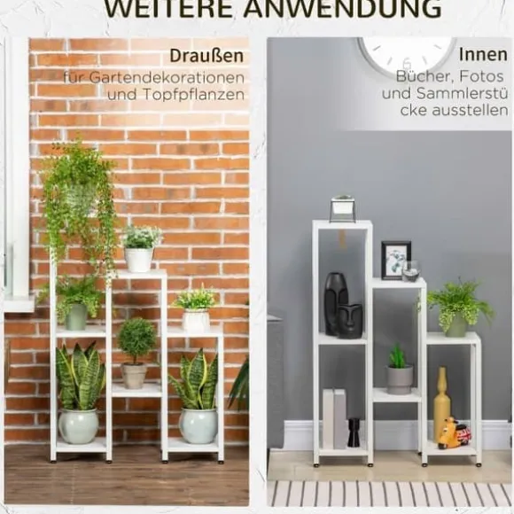 Blomsterstativ 7 niveauer stål hvid 65 x 23 x 94,5 cm inde/ude