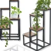 Blomsterstativ, hylde til blomster, planter, potter, fritstående, 4 hylder, loft