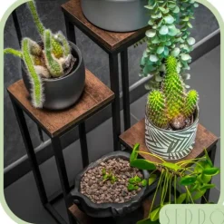 Blomsterstativ, hylde til blomster, planter, potter, fritstående, 4 hylder, loft