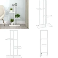 Blomsterstativ i 4 niveauer 43x22x76 cm metal hvid - Plantestativ - Plantestativer - Home & Living