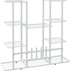 Blomsterstativ i jern - Plantestativ | Farve: Hvid | Størrelse: 94,5x25x89 cm