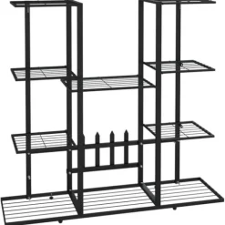 Blomsterstativ i jern - Robust plantehylde | Farve: Sort | Størrelse: 94,5x25x89 cm