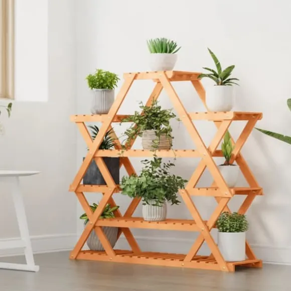 Blomsterstativ i massivt fyrretræ - Plantestativ til indendørs & udendørs brug | Størrelse: 110x25x105 cm