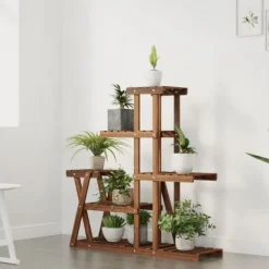 Blomsterstativ i massivt fyrretræ - Planterol | Størrelse: 95x25x96 cm