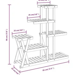 Blomsterstativ i massivt fyrretræ - Planterol | Størrelse: 95x25x96 cm