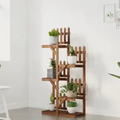 Blomsterstativ i massivt fyrretræ - Plantestativ | Størrelse: 60x25x130 cm
