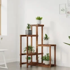 Blomsterstativ i massivt fyrretræ - Plantestativ | Størrelse: 62,5x61,5x101,5 cm